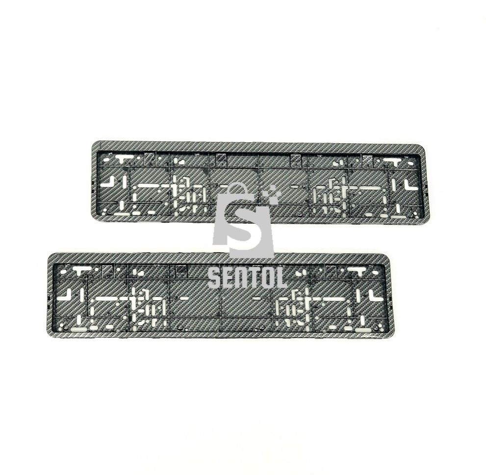 2PCS Long Number Plate Holder with Hydrographic Carbon Fibre Design a