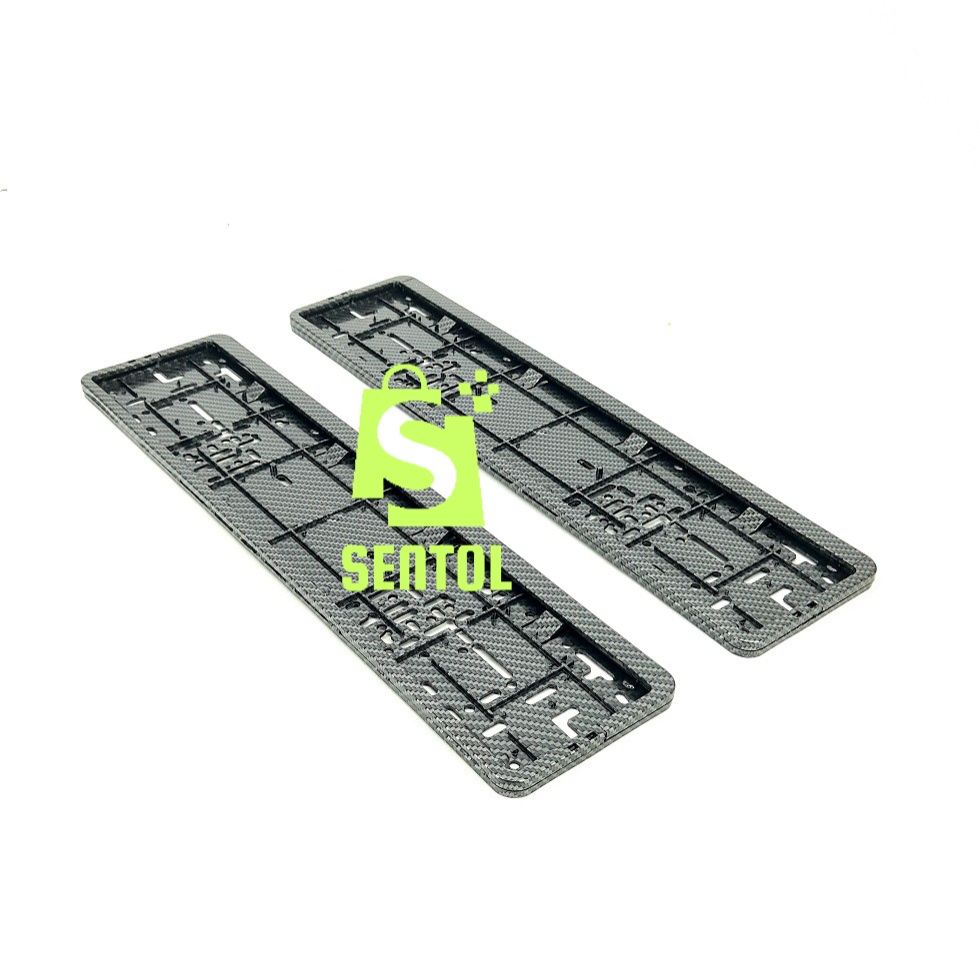 2PCS Long Number Plate Holder with Hydrographic Carbon Fibre Design a