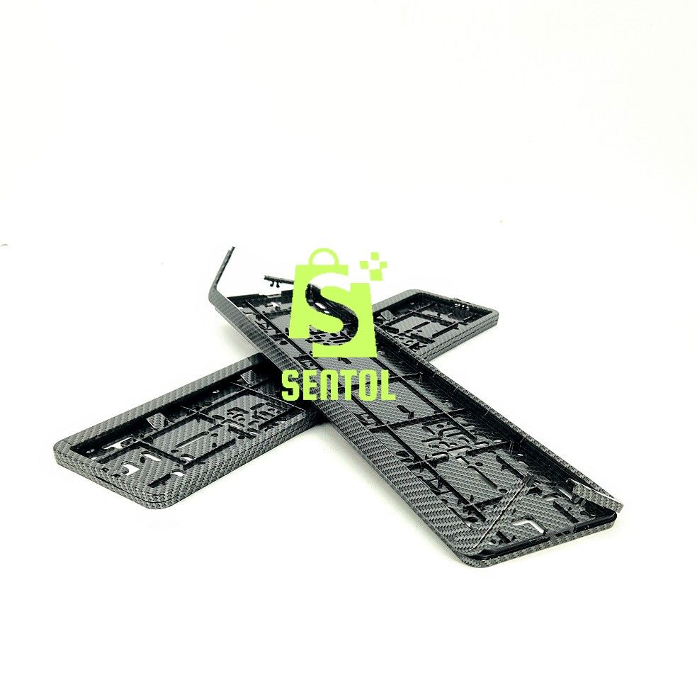 2PCS Long Number Plate Holder with Hydrographic Carbon Fibre Design a