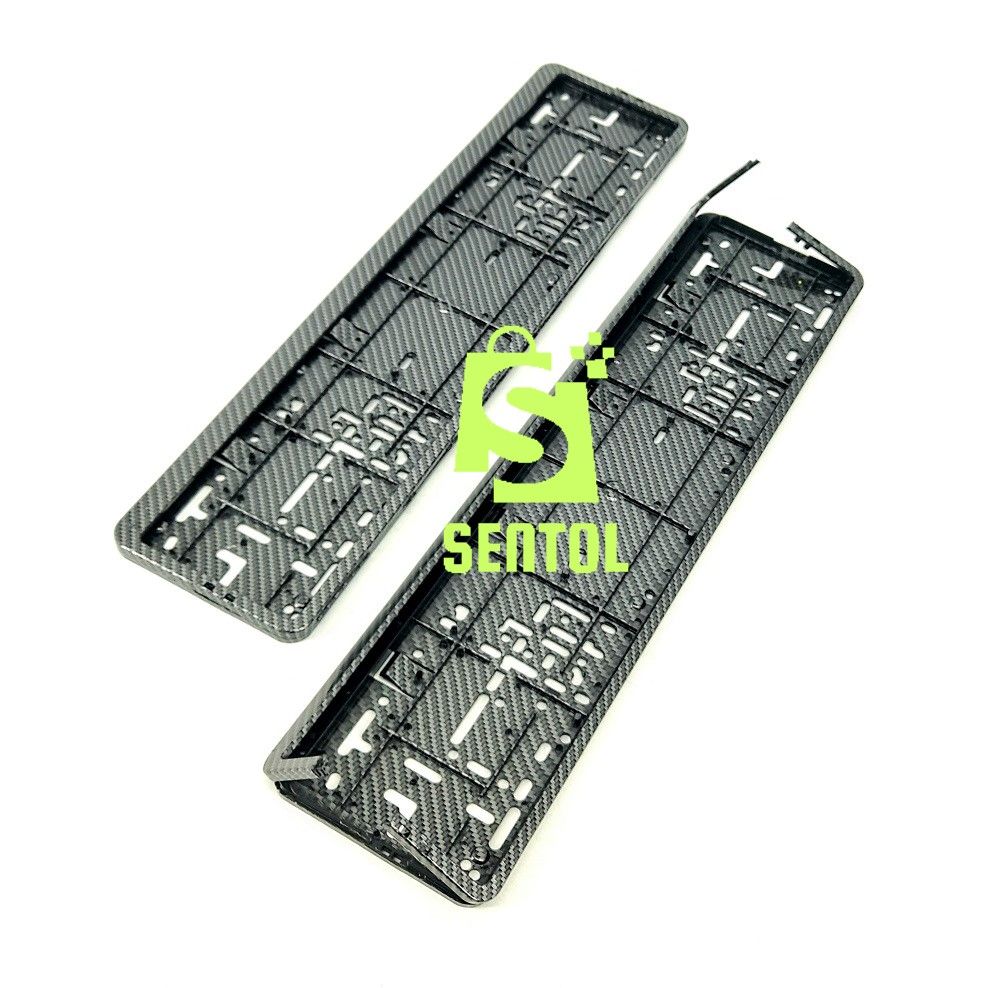 2PCS Long Number Plate Holder with Hydrographic Carbon Fibre Design a