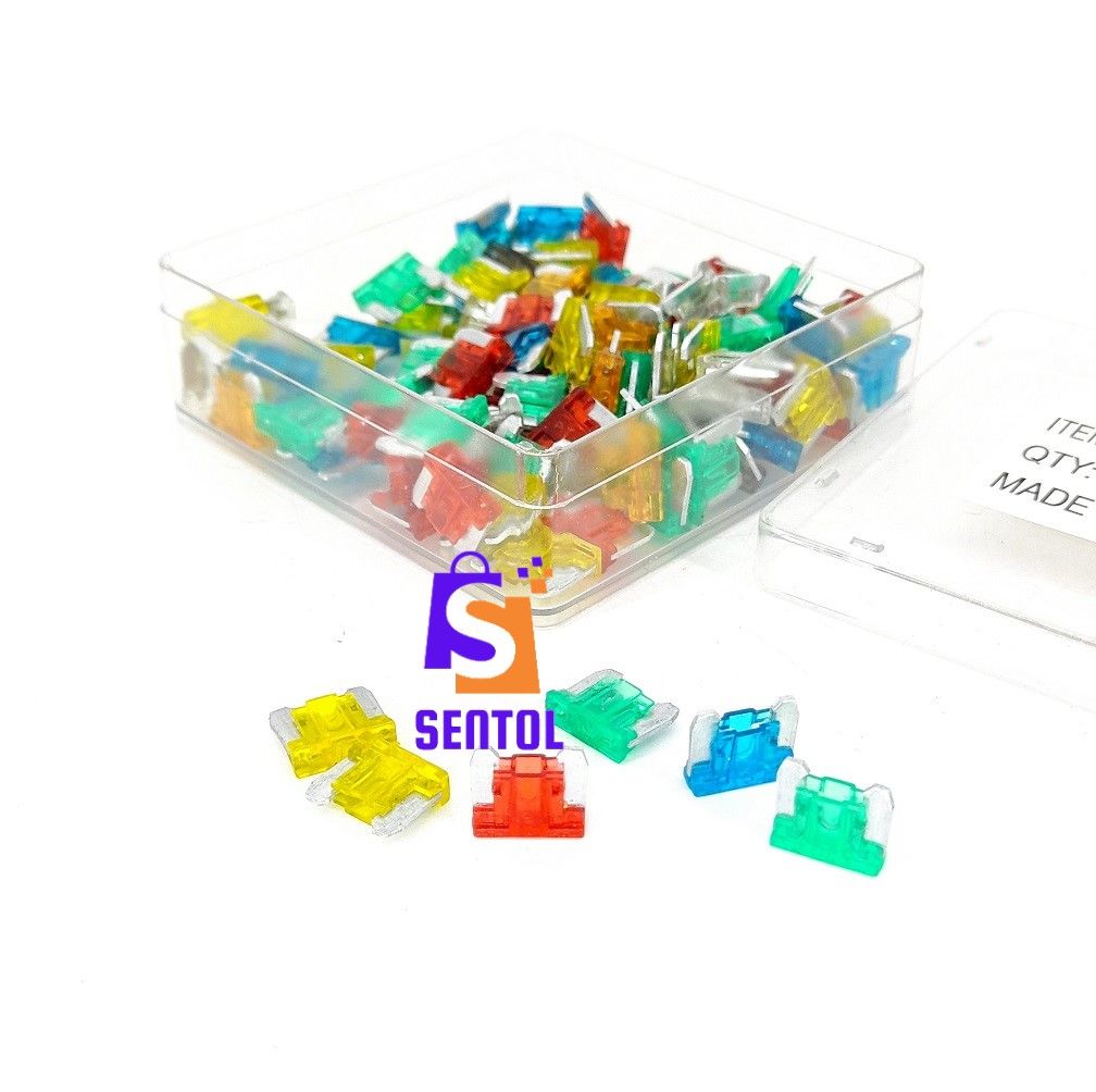 100PCS Low Profile Mini Blade Fuses 5A, 7.5A, 10A, 15A, 20A, 25A, 30A Car Fuses