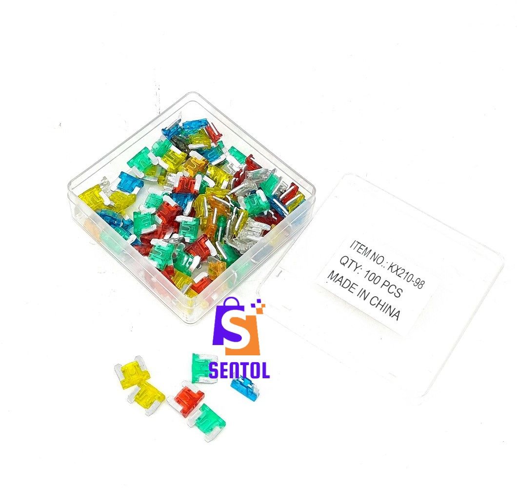 100PCS Low Profile Mini Blade Fuses 5A, 7.5A, 10A, 15A, 20A, 25A, 30A Car Fuses