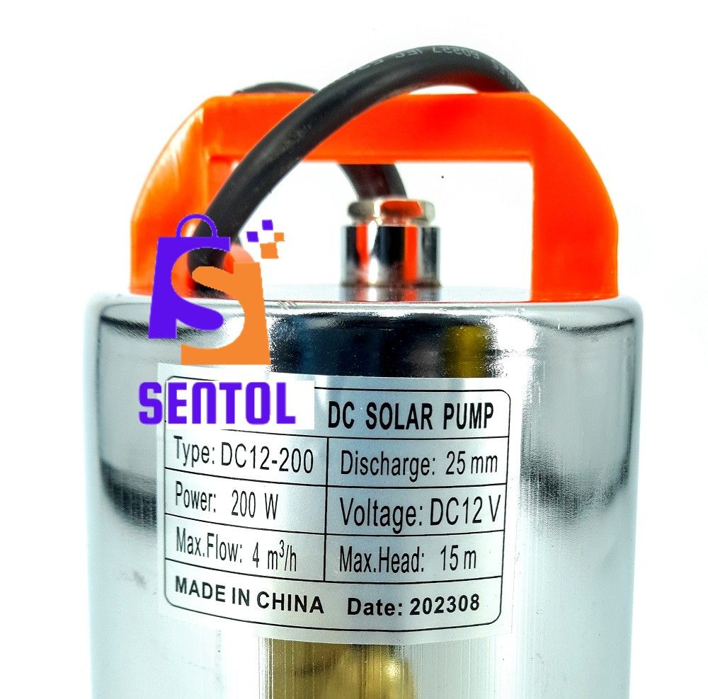 DC12-200 12V Submersible Solar Pump 15M 200W with Valve
