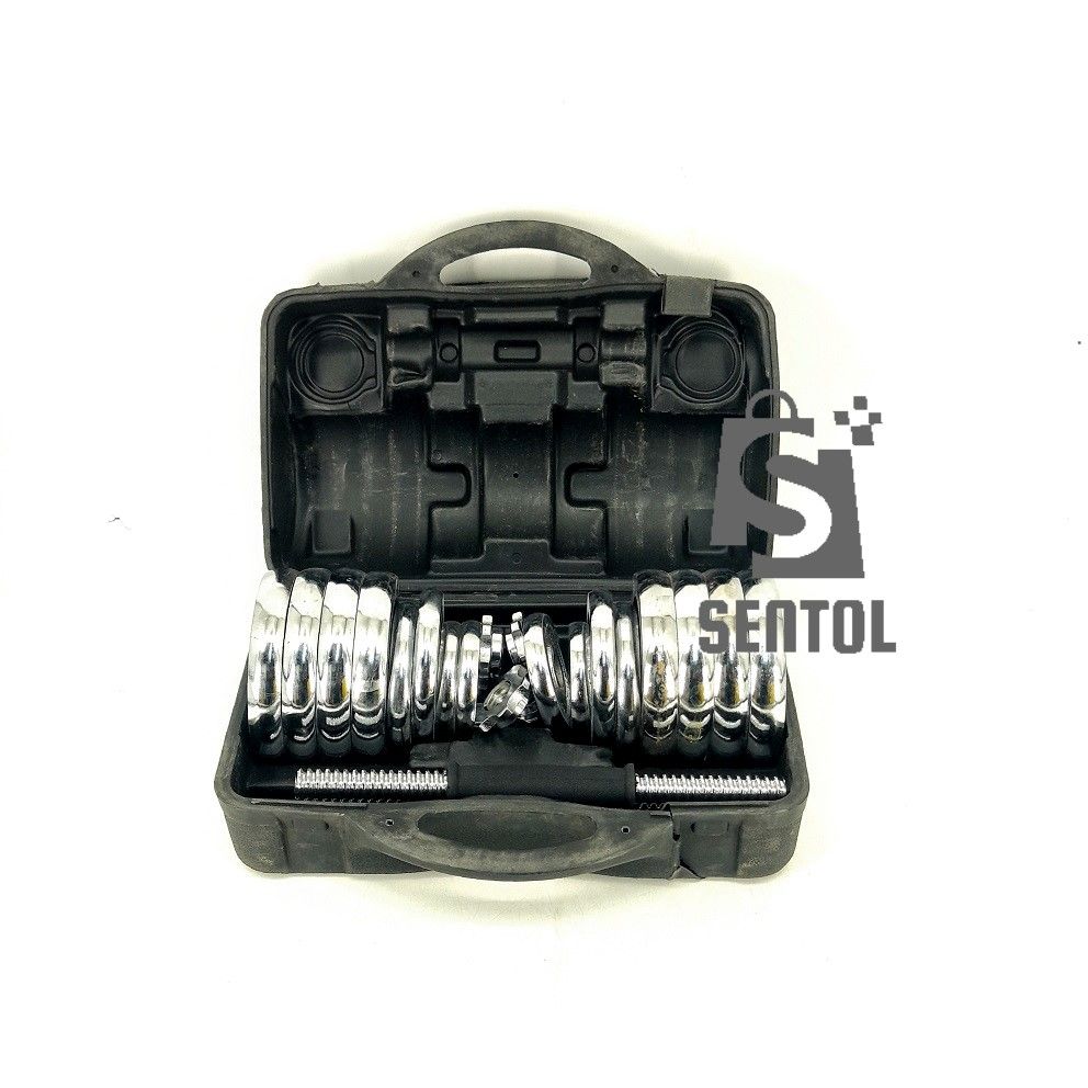 30kg Chrome Plated Dumbells Set in Plastic Carry Case