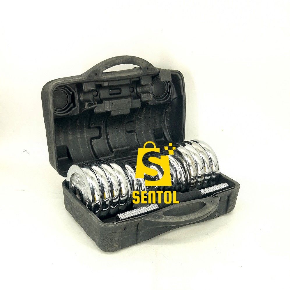 30kg Chrome Plated Dumbells Set in Plastic Carry Case