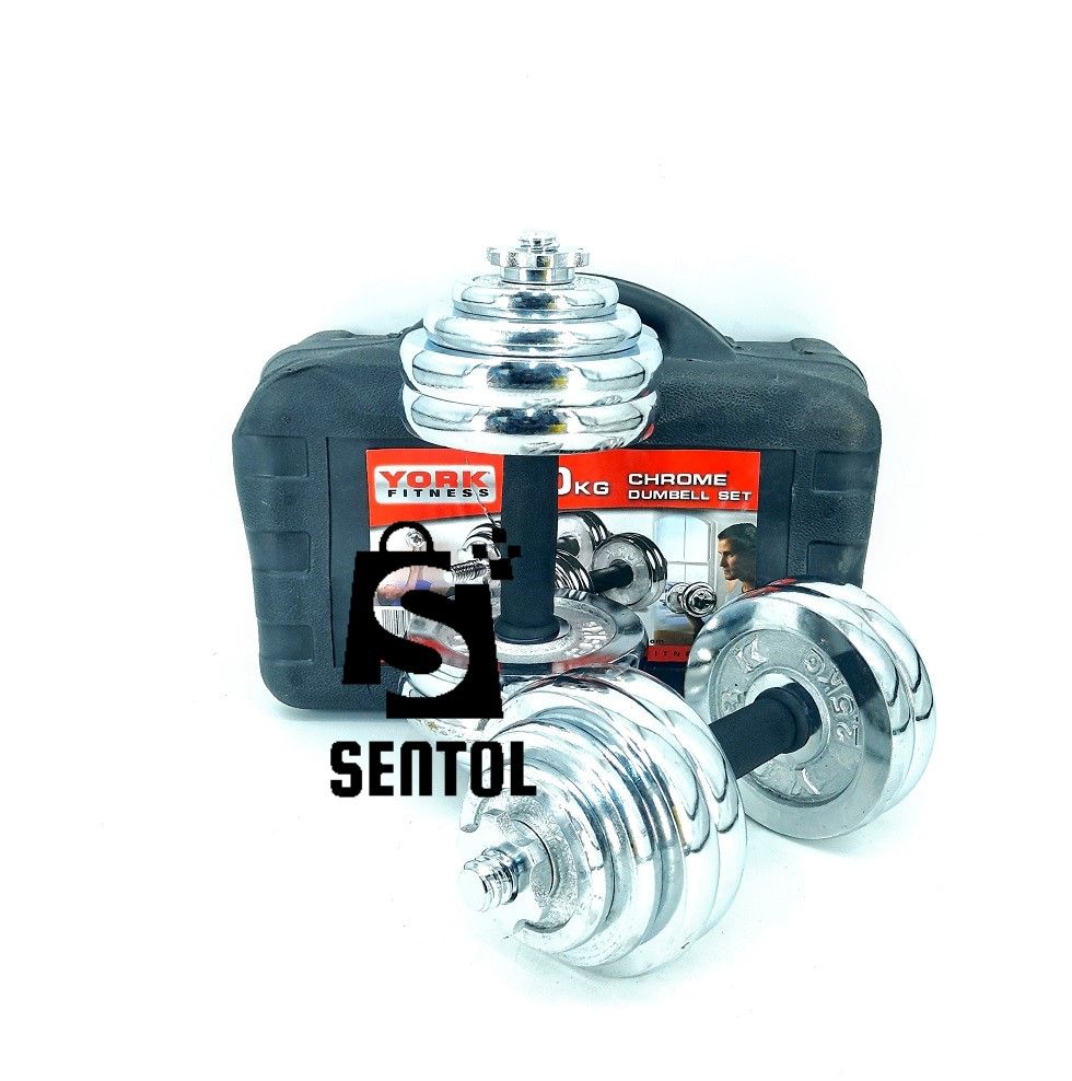 30kg Chrome Plated Dumbells Set in Plastic Carry Case
