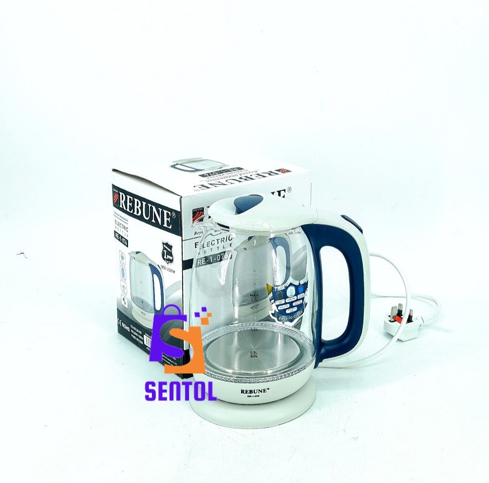 Rebune 1.7L Electric Kettle with LED Illuminated Glass Body