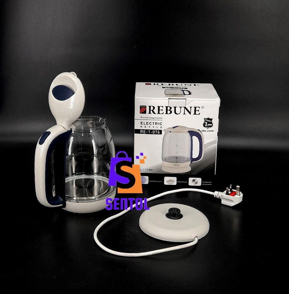 Rebune 1.7L Electric Kettle with LED Illuminated Glass Body