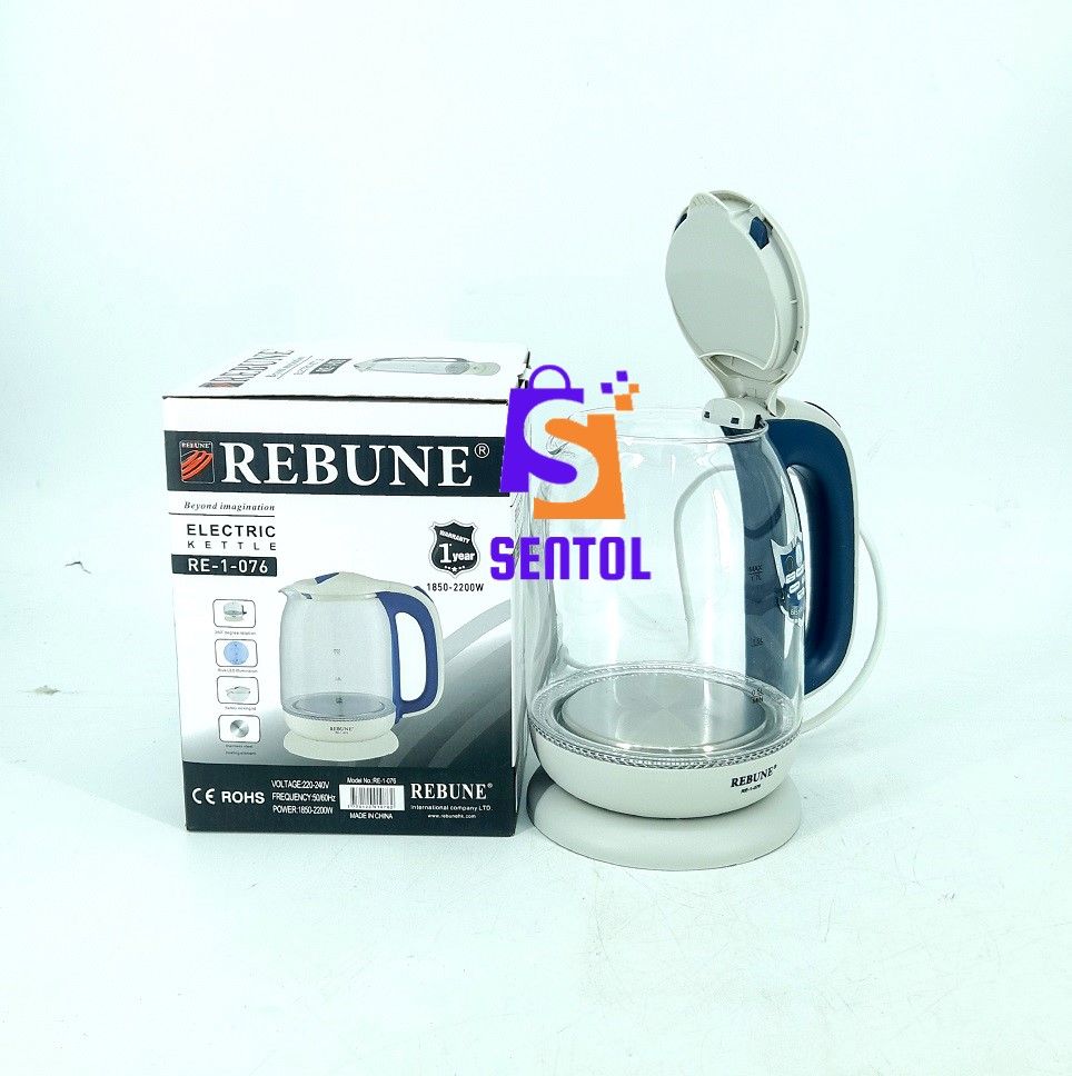 Rebune 1.7L Electric Kettle with LED Illuminated Glass Body