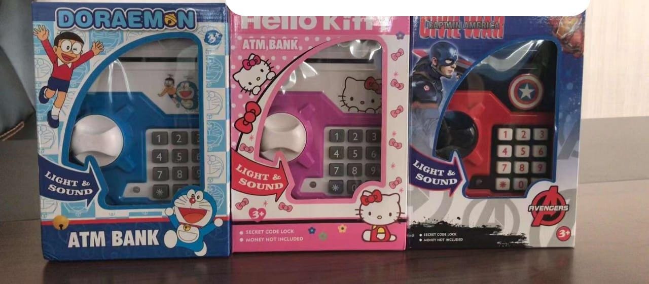 SAVE MONEY FOR YOUR KIDS)Piggy Bank Eic Mini ATM For Kids Baby Toy Safe Coin Banks Money Saving Box Password Code Lock For Children