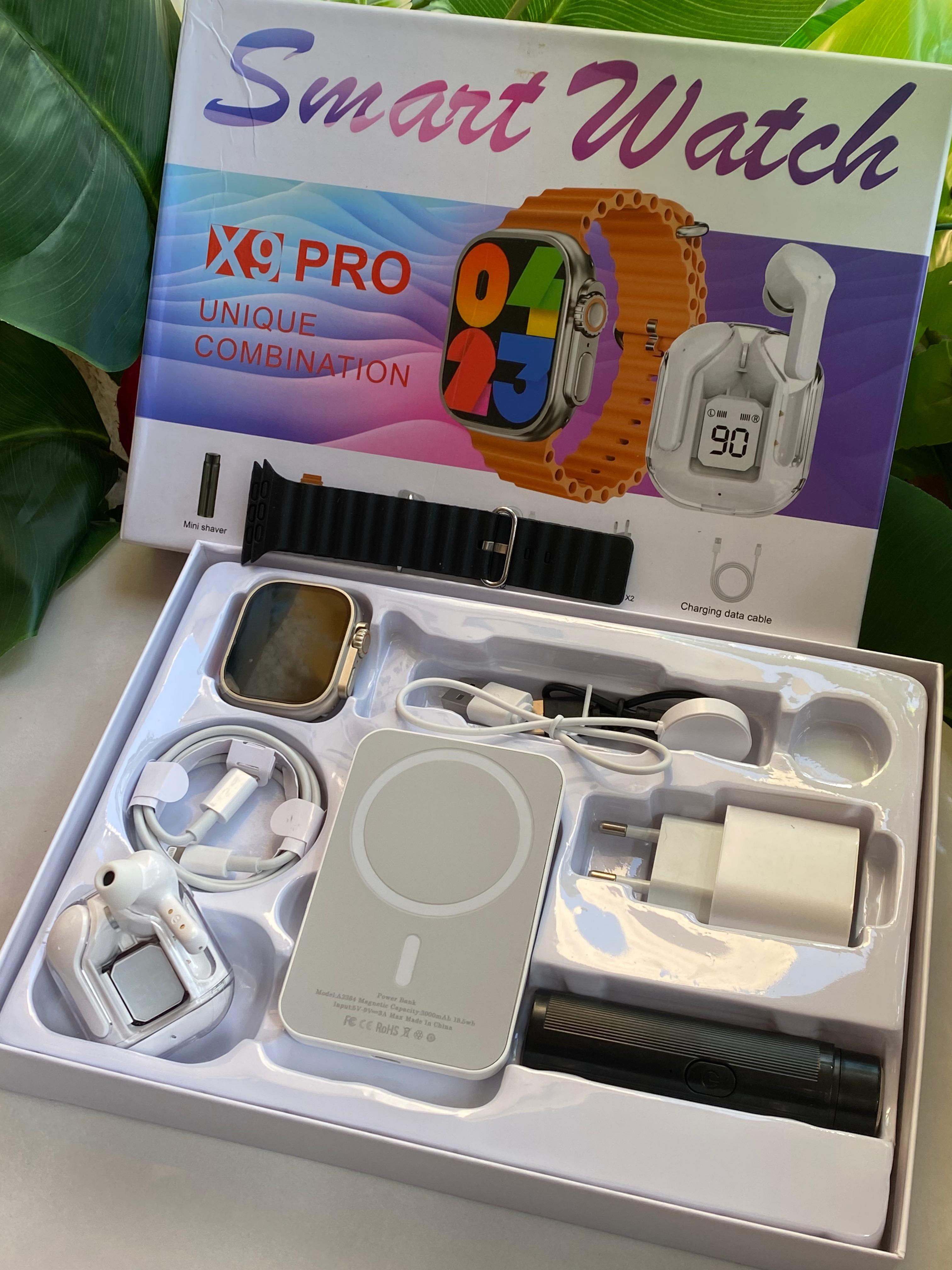 🔥🔥NEW IN 🔥🔥



*X9 PRO SMART WATCH WITH POWER BANK,AIRPODS & SHAVE SMOOTHER *



❇️Smart watch

❇️Power Bank

❇️Airpods/Earbuds

❇️Shave smoother

❇️Chargers



Features:

▪️Sports Functions: walk