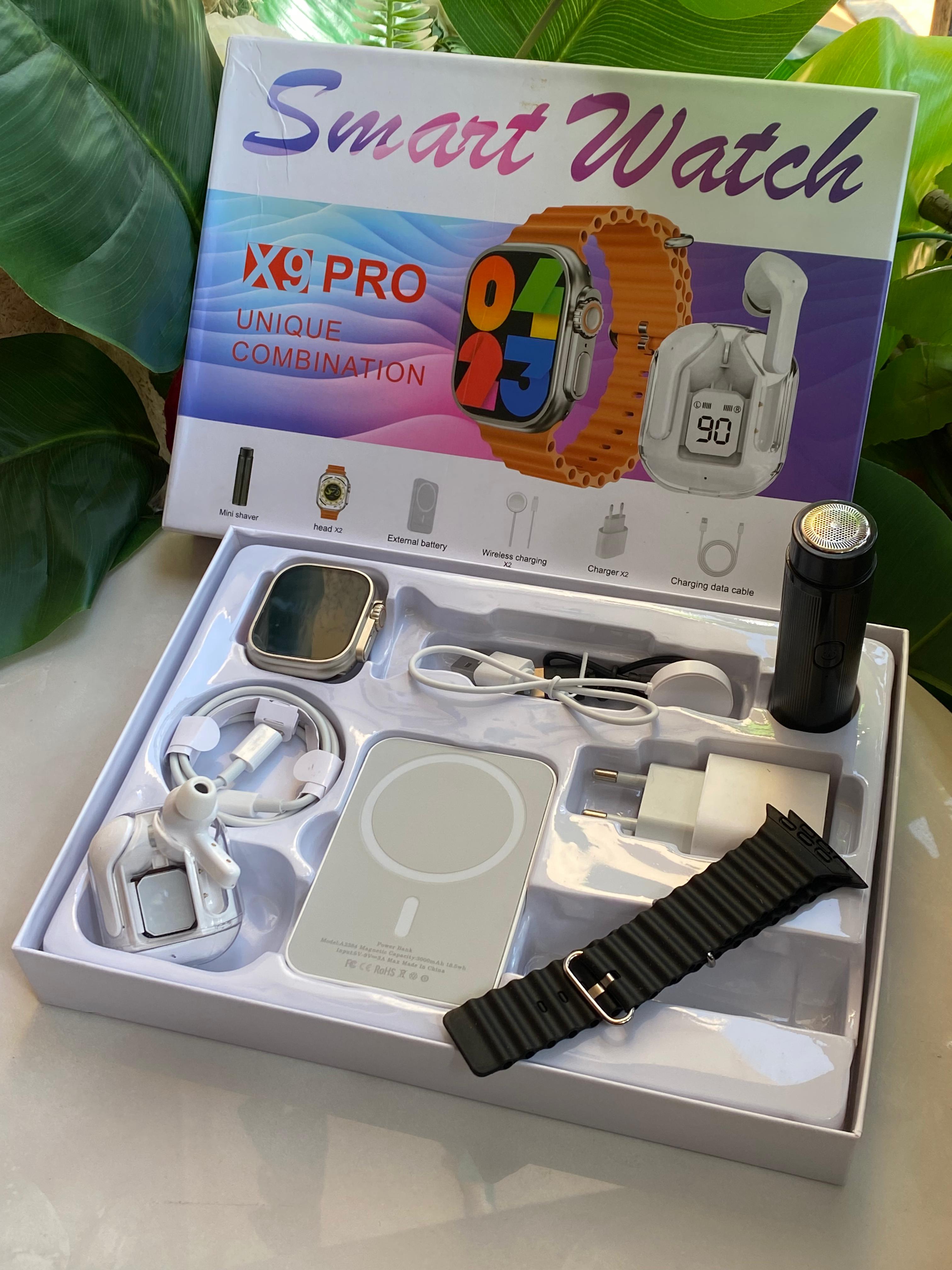 🔥🔥NEW IN 🔥🔥



*X9 PRO SMART WATCH WITH POWER BANK,AIRPODS & SHAVE SMOOTHER *



❇️Smart watch

❇️Power Bank

❇️Airpods/Earbuds

❇️Shave smoother

❇️Chargers



Features:

▪️Sports Functions: walk