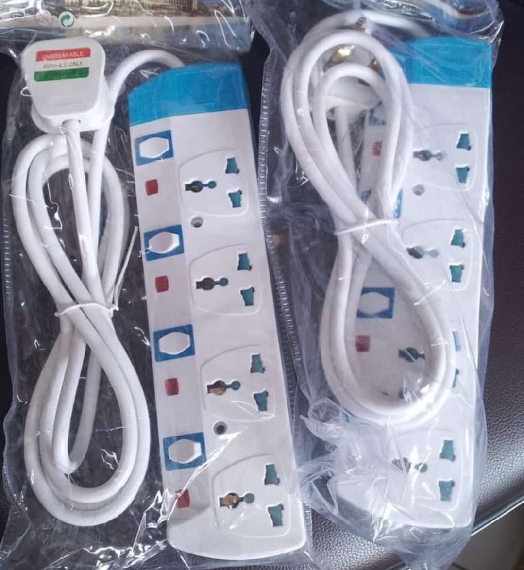 Power King 4-way heavy-duty power socket extension cable. 
Features a 3-meter long, earthed, heavy-duty cable.
Includes a fused plug and child safety shuttered sockets.
Maximum load capacity