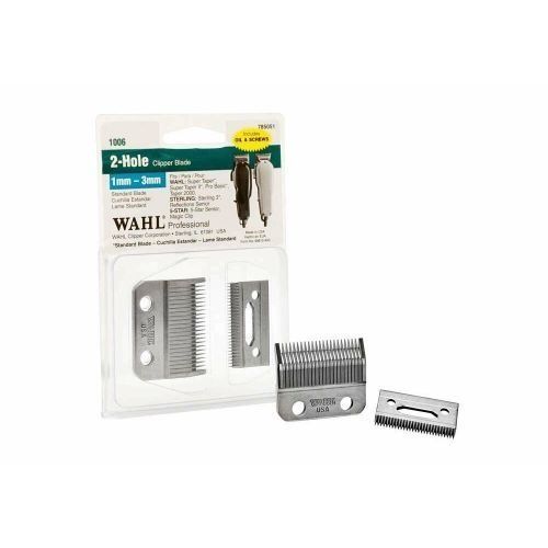 Professional 2-Hole Taper Blades (Model No. 1006-400). These replacement blades are designed for various Wahl full-size professional clippers. 
Key features include: 
Made from high-carbon precision s