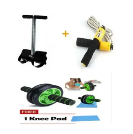 Tummy trimmer+ABS ROLLER with mat + skipping ropeTummy Trimmer Portable Belly Slimming Foot Pedal Abdomen Leg Exerciser Elastic Sit Up Abdomen Gym fast delivery