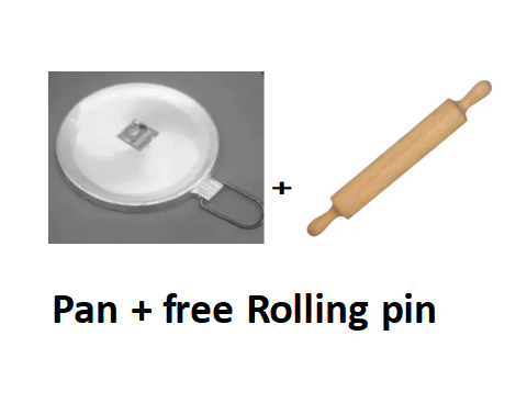 Heavy Duty Chapati Pan FOR PANCAKES AND CHAPATI PAN FOR KITCHEN + Wooden Rolling Pin / Dough Roller Roti roller chapati roller