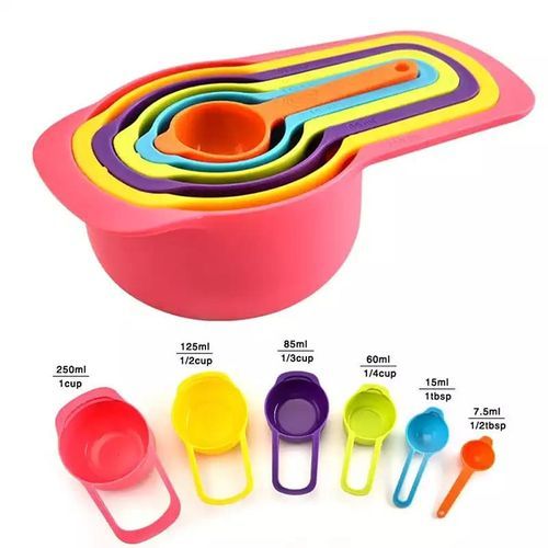 Vibrant Nesting Measuring Cups & Spoons Set – Space-Saving 6-Piece Kitchen Essentials for Accurate Baking and Cooking