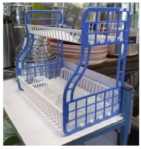 Kenpoly double decker dishrack Two tier heavy plastic Dish Rack Utensil Organizer 2 Layers Kitchen Households