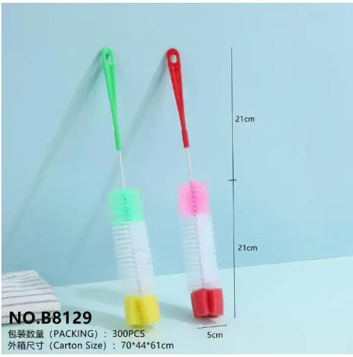 Flask scrub. Long Handle Bottle And Thermos Cleaning Brush, Grooved no-slip handle for easy grip with soapy hands, Specially-designed ridged nipple cleaner in base