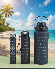 3-in-1 Motivational Water Bottle Set