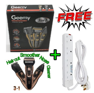 Geemy Shaving Machine 3 In 1 Smoother,Nose +Free RK 4-Way Extension Geemy Rechargeable Smoother Hair Shaving Machine, Shaver- 3 In 1