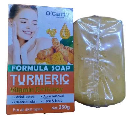 TURMERIC Vitamin C + HONEY Face & Body Soap Shrinks Pores, Acne Removal, Skin, Evens Tone, Hydrates, Firms, Soothes, Deep Cleanses, And Reduces Irritation O'Carly Formula  Soap Tumeric Vitamin C+ Hon