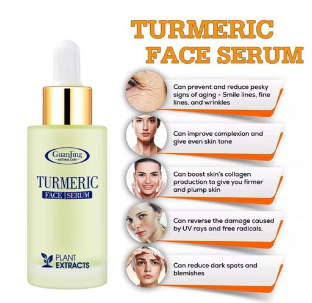 Guanjing Turmeric Face Serum Plant Extracts Complex For Anti-inflammatory, Anti-acne & repair and Anti-oxidation with effective results on your face. Turmeric Face Serum