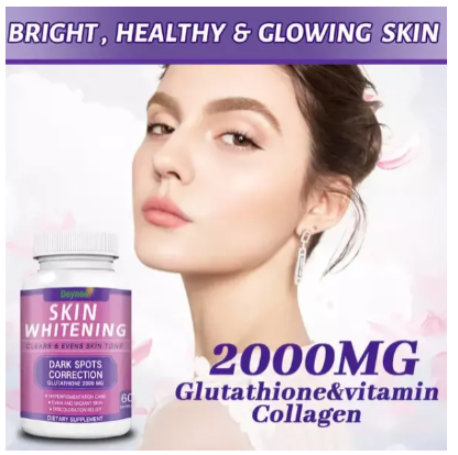 Skin Whitening Tablets Clears & Evens Skin Tone Dark Spot Correction with Glutathione 2000MG  For Hyperpigmentation Care, Even & Radiant Skin and Discoloration Relief Dietary Supplement- 60 capsules