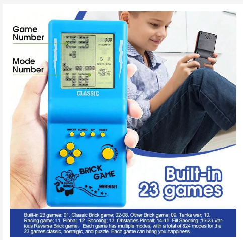 Brick Game Large Screen Tetris Game Console Classic Retro Children Brain Improving game Handheld Game Console Electronic Toy Lcd Brick Game E-9999 Brick Game
