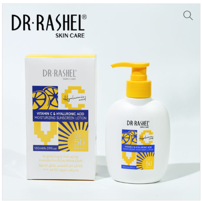DR. RASHEL Vitamin C & Hyaluronic Moisturizing Sunscreen Lotion SPF 50 (180ml) Sun Protection Skin Care Cream Lotion