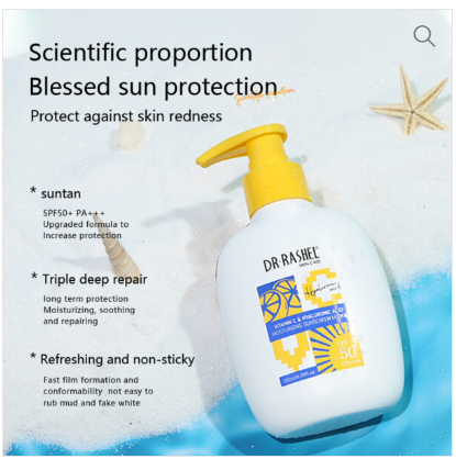 DR. RASHEL Vitamin C & Hyaluronic Moisturizing Sunscreen Lotion SPF 50 (180ml) Sun Protection Skin Care Cream Lotion