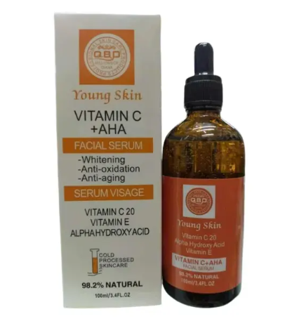 Young Skin Vitamin C + AHA Facial Serum Brightens Skin, Evens Tone, Exfoliates, Smooths Texture, Reduces Dark Spots, Boosts Radiance Facial Serum