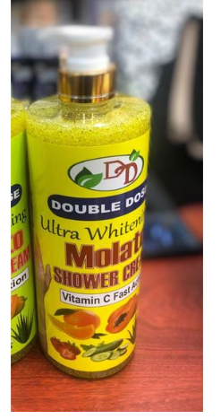 Double Dose Ultra Whitening Molato Shower Cream. Enriched with powerful ingredients, it fades dark spots and hyperpigmentation while nourishing and hydrating skin. Fast-acting formula in just 5 Days.