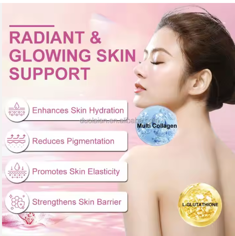 Gluta Glow Sparkle Powder Skin-Lighting Vitamin C E Biotin & Collagen Protein Drink Supplement Gluta Glow Powder Multi Collagen L-Glutathione Skin Brightening 300grms
