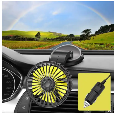 Car Fan  Universal Mini Auto Cooling Rotatable Car Fan with 3 Speeds. USB Powered Car Fan Multi-Angle Rotatable Dual Head 3-Speed Dashboard Cooling Car Fan