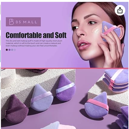 Triangle Puffs, Makeup Sponge Set 8 Pieces, Cosmetic Applicators for Foundation, Powder. Makeup Sponge Set Cosmetic Blender Beauty Round Velvet Triangle Powder Puff Finger Puffs Make Up Accessories