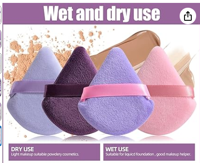 Triangle Puffs, Makeup Sponge Set 8 Pieces, Cosmetic Applicators for Foundation, Powder. Makeup Sponge Set Cosmetic Blender Beauty Round Velvet Triangle Powder Puff Finger Puffs Make Up Accessories view 2