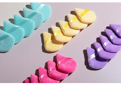 Triangle Puffs, Makeup Sponge Set 8 Pieces, Cosmetic Applicators for Foundation, Powder. Makeup Sponge Set Cosmetic Blender Beauty Round Velvet Triangle Powder Puff Finger Puffs Make Up Accessories view 3