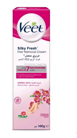 Veet Hair Removal Cream Large for Normal & Sensitive Skin - 100g Veet Silky Fresh Hair Removal Cream Up to 7Days of Smoothness