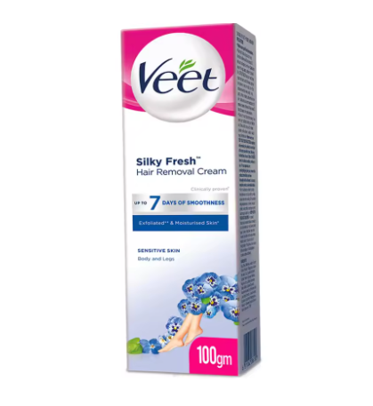 Veet Hair Removal Cream Large for Normal & Sensitive Skin - 100g Veet Silky Fresh Hair Removal Cream Up to 7Days of Smoothness