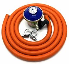 Universal Tabletop Cooker High Pressure Gas Regulator for 6kg Cylinder + 2M Delivery Hose, Safety Clips & 6-Way Extension Socket