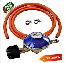 Universal Tabletop Cooker High Pressure Gas Regulator for 6kg Cylinder + 2M Delivery Hose, Safety Clips & 6-Way Extension Socket