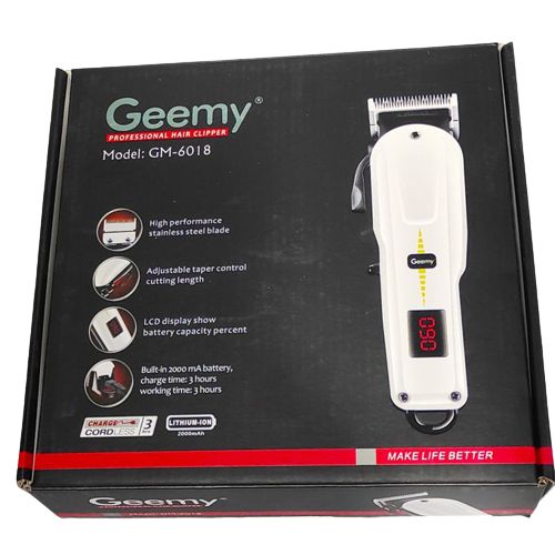 Geemy Professional Electric Hair Shaving Machine with Rechargeable Cordless Trimmer + Free School Cut Shaver, 5-Way Power Extension Cable, Hair Clipper Kit for Salon & Home Use