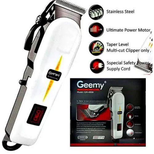 Geemy Smart Hair & Beard Trimmer Electric Hair Cut Machine Cordless Trimmer for Men Rechargeable Hair Clippers Set Professional Barber With Indicator for Kinyozi & Home Use