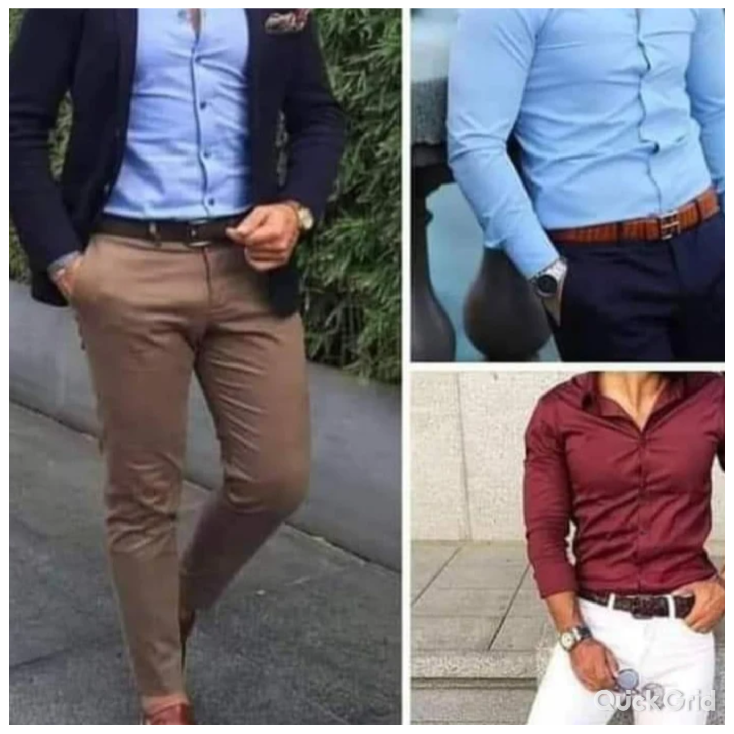 Fashion 5 Pcs Men Official Cotton Long Sleeve Plain Colour Slim Fit Shirts For Men