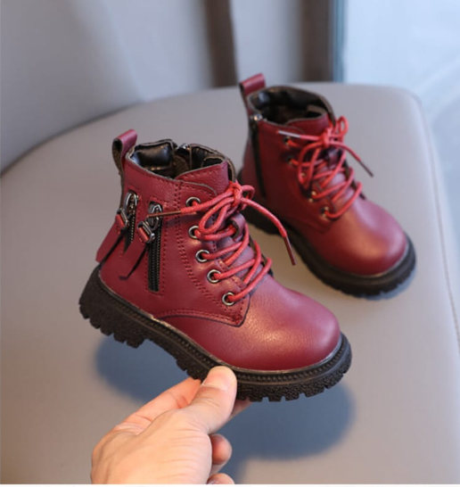 Boots kids Boots Children's Soft soled Walking Shoes Boys' British Cotton Shoes Stuffed Girls Kids Shoes Leather Shoes Black