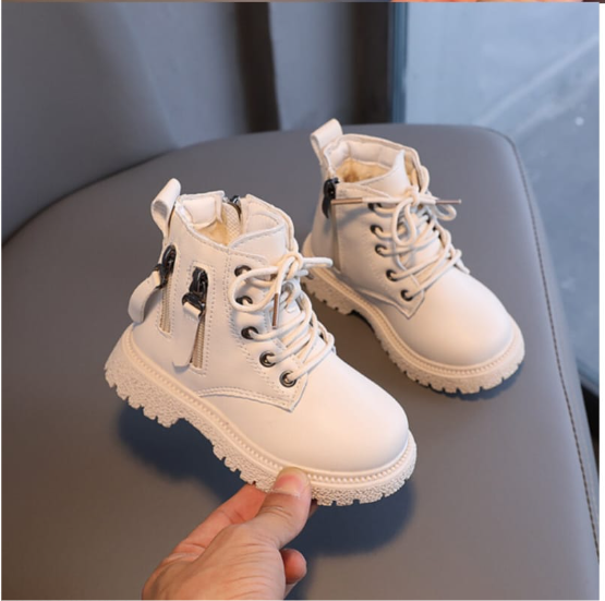 Boots kids Boots Children's Soft soled Walking Shoes Boys' British Cotton Shoes Stuffed Girls Kids Shoes Leather Shoes Black