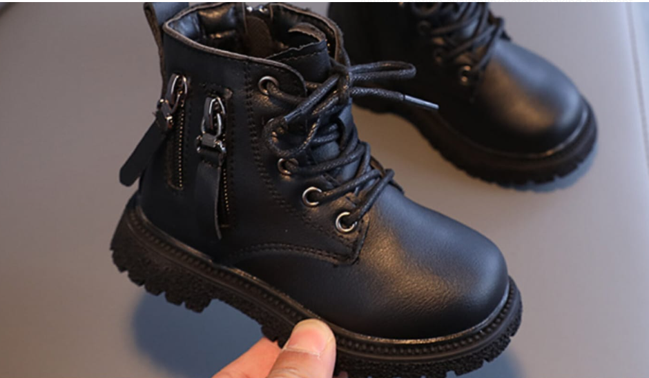 Boots kids Boots Children's Soft soled Walking Shoes Boys' British Cotton Shoes Stuffed Girls Kids Shoes Leather Shoes Black