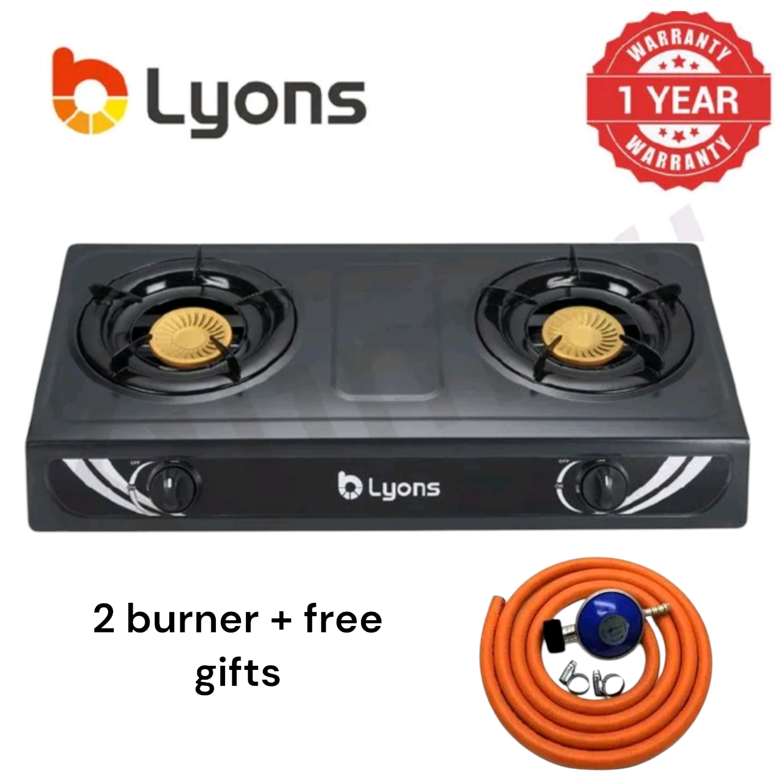 Lyons 2 burner gas Cooker + free gas pipe and 6kg regulator Gas Top Double Burner Gas stove gas cooker gas cooker/stove gas cooker cooking gas cooker burner gas cooker stainless
