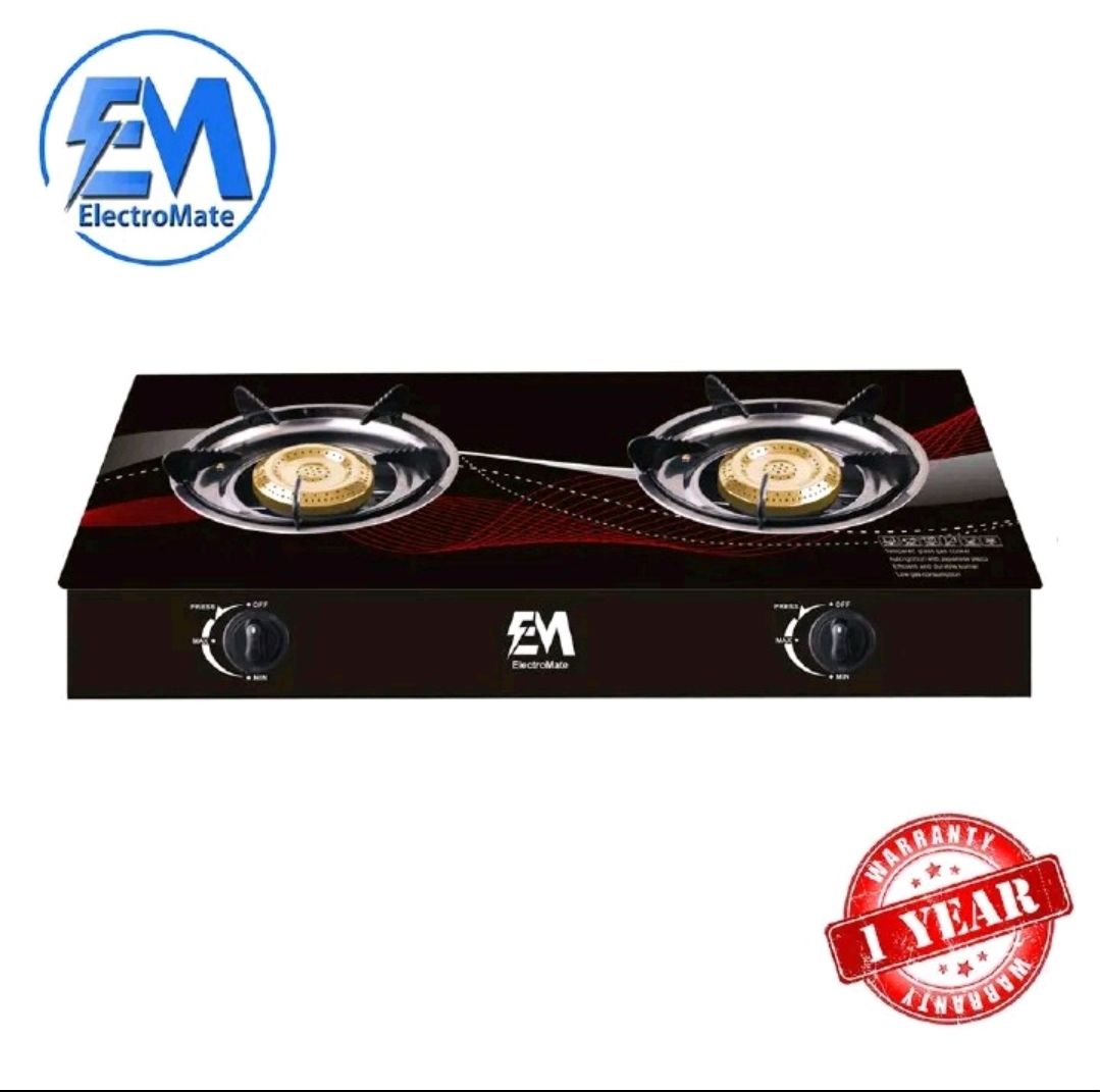 GLASS Complete electromate 2 Burner cooker + free gas pipe and 6kg regulator Gas Top Double Burner Gas stove gas cooker gas cooker/stove gas cooker cooking gas cooker burner gas cooker